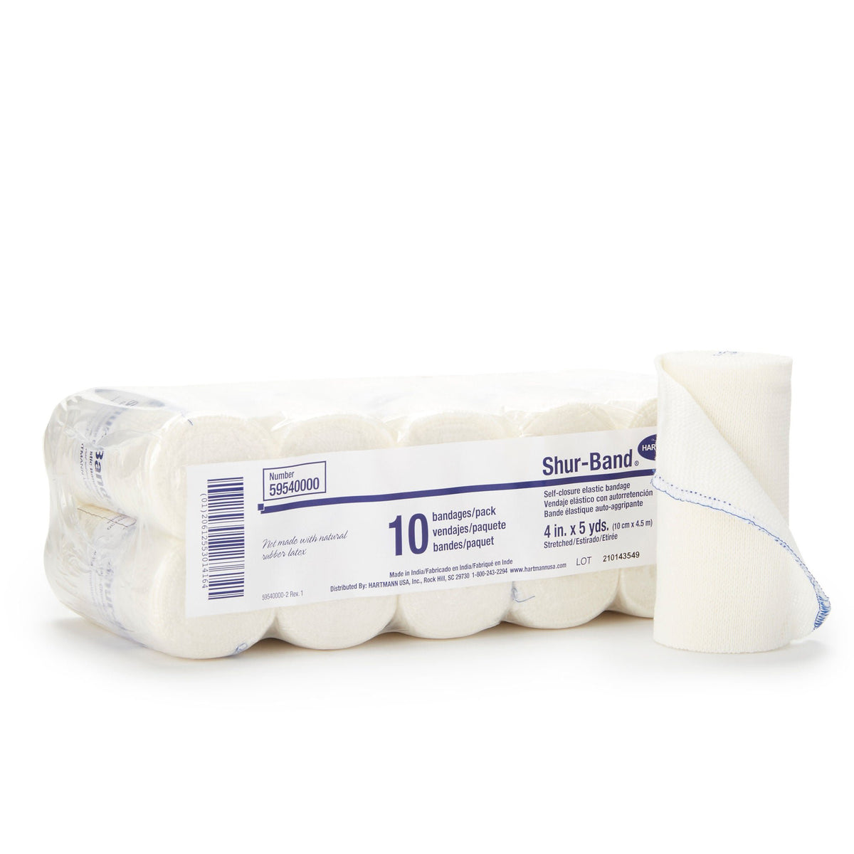 Shur-Band® LF Single hook-and-loop closure Elastic Bandage, 4 Inch x 5 Yard, PK/10