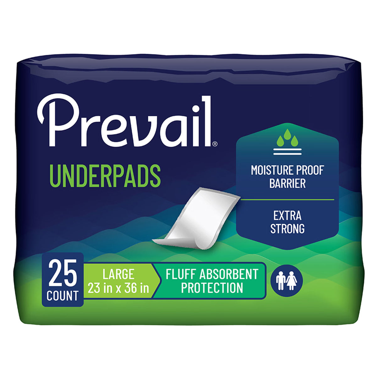 Prevail® Total Care™ Fluff Underpads, Large, PK/25