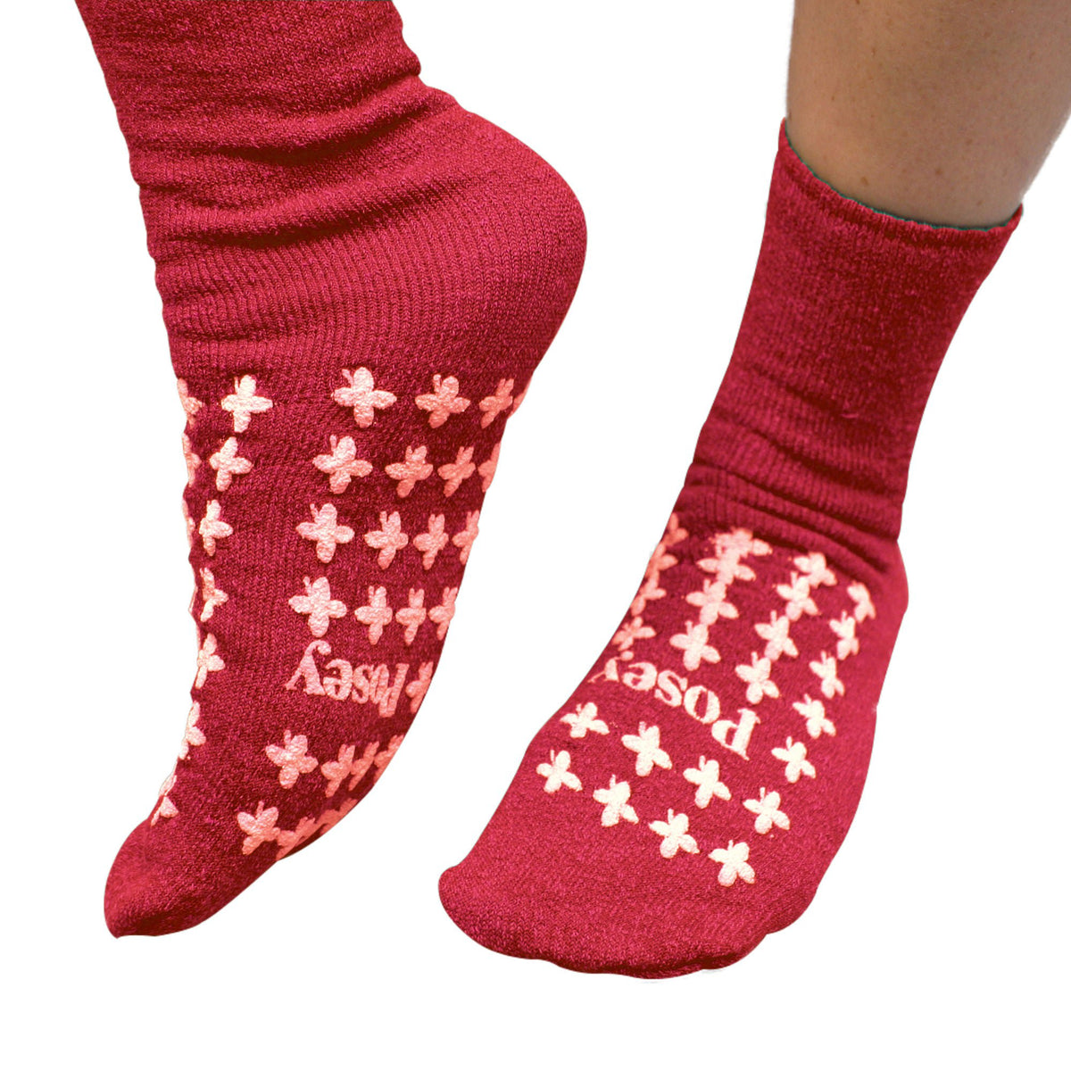 Posey® Fall Management Slipper Socks, Red, Large, PR/1