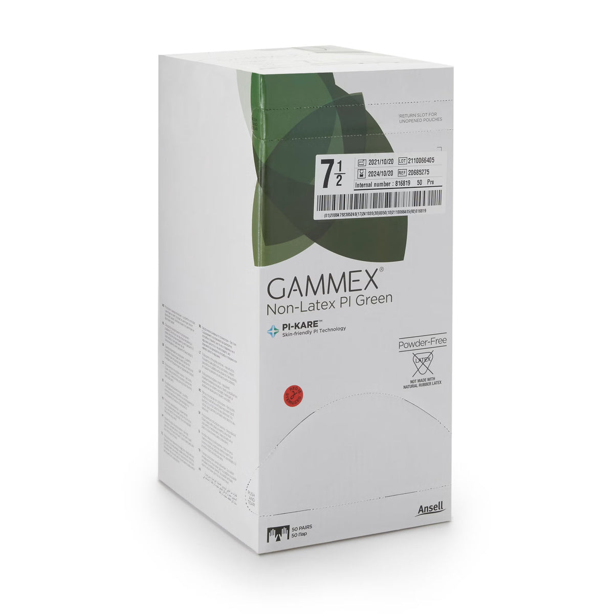 Gammex® Non-Latex PI Green Polyisoprene Surgical Glove, Size 7.5, Light Green