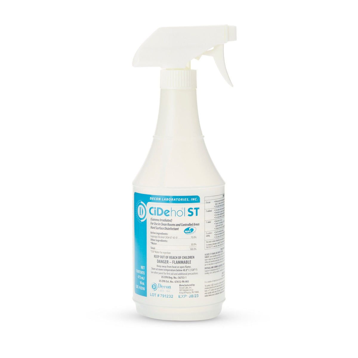CiDehol® ST Surface Disinfectant Cleaner, 16-ounce Trigger Spray Bottle, CS/12