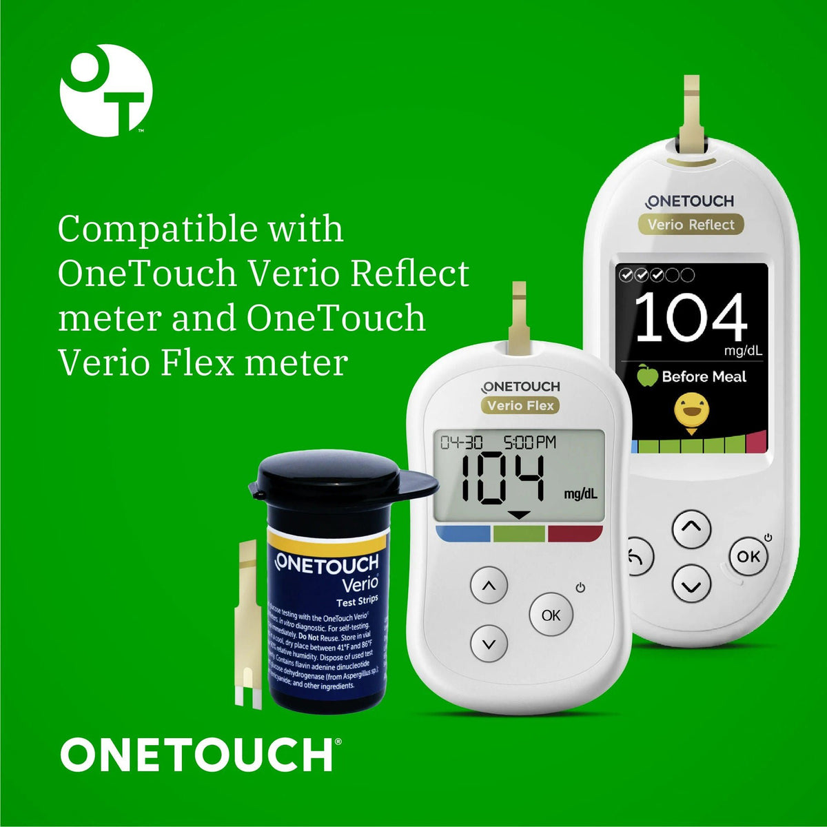 Blood Glucose Test Strips OneTouch® Verio® 50 Strips per Pack For OneTouch® Verio® Family of Meters