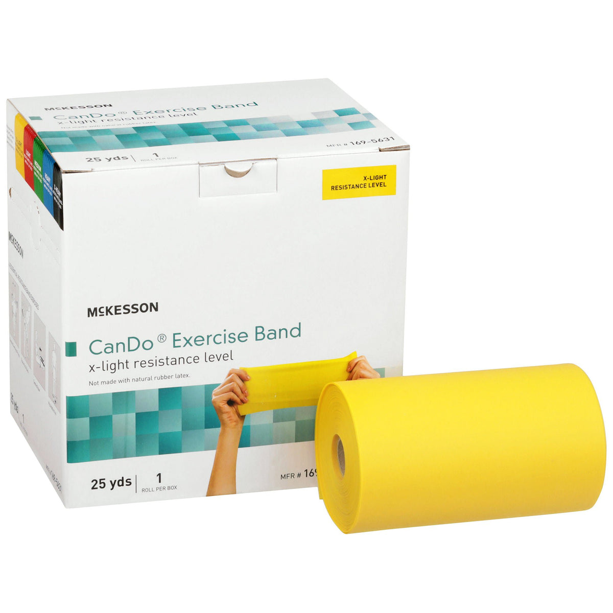 McKesson Exercise Resistance Band, Yellow, 5" x 25 Yard, Extra-Light Resistance, EA/1