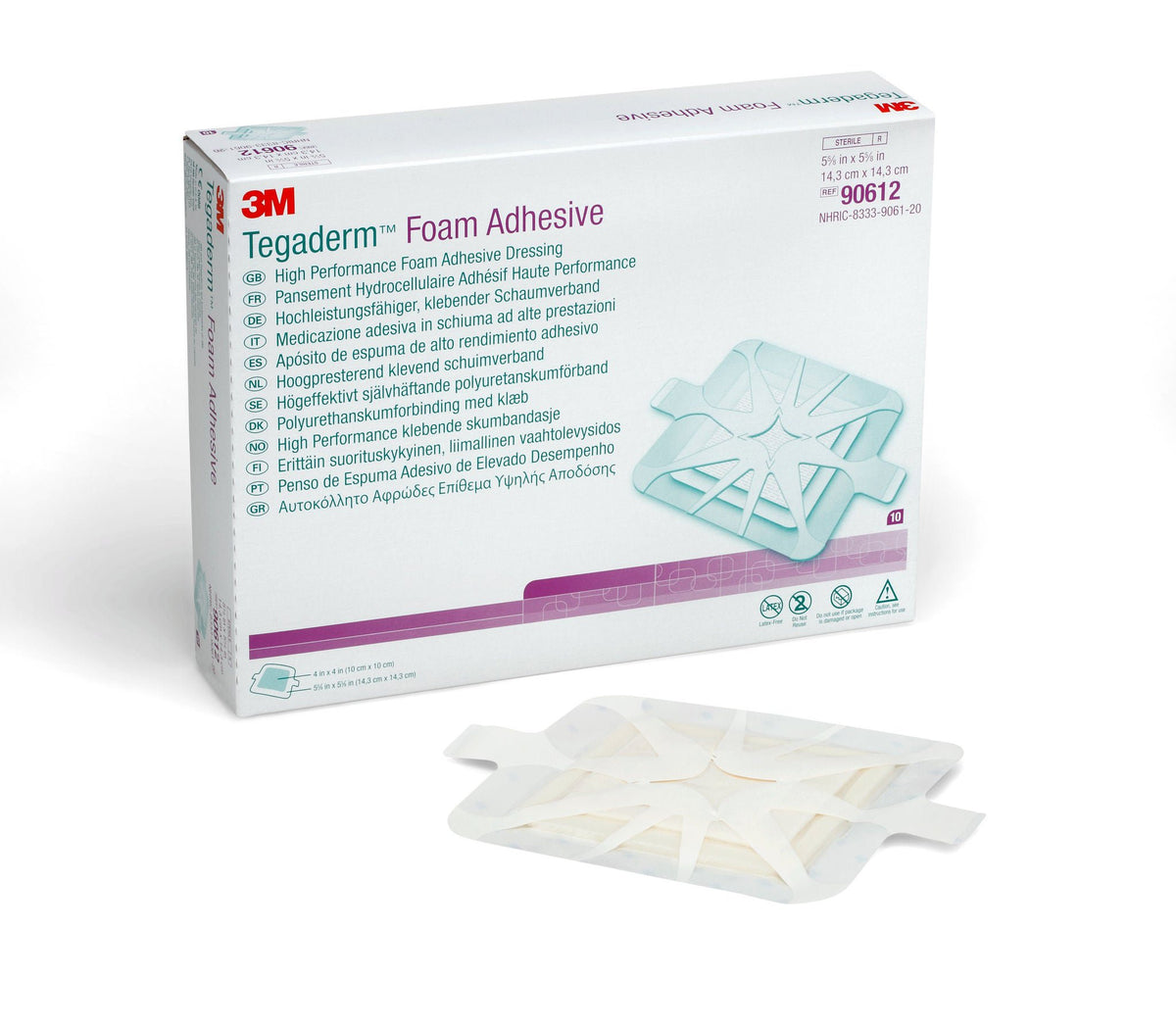 3M™ Tegaderm™ High Performance Adhesive w/o Border Foam Dressing, 14.3 x 14.3 cm, EA/1