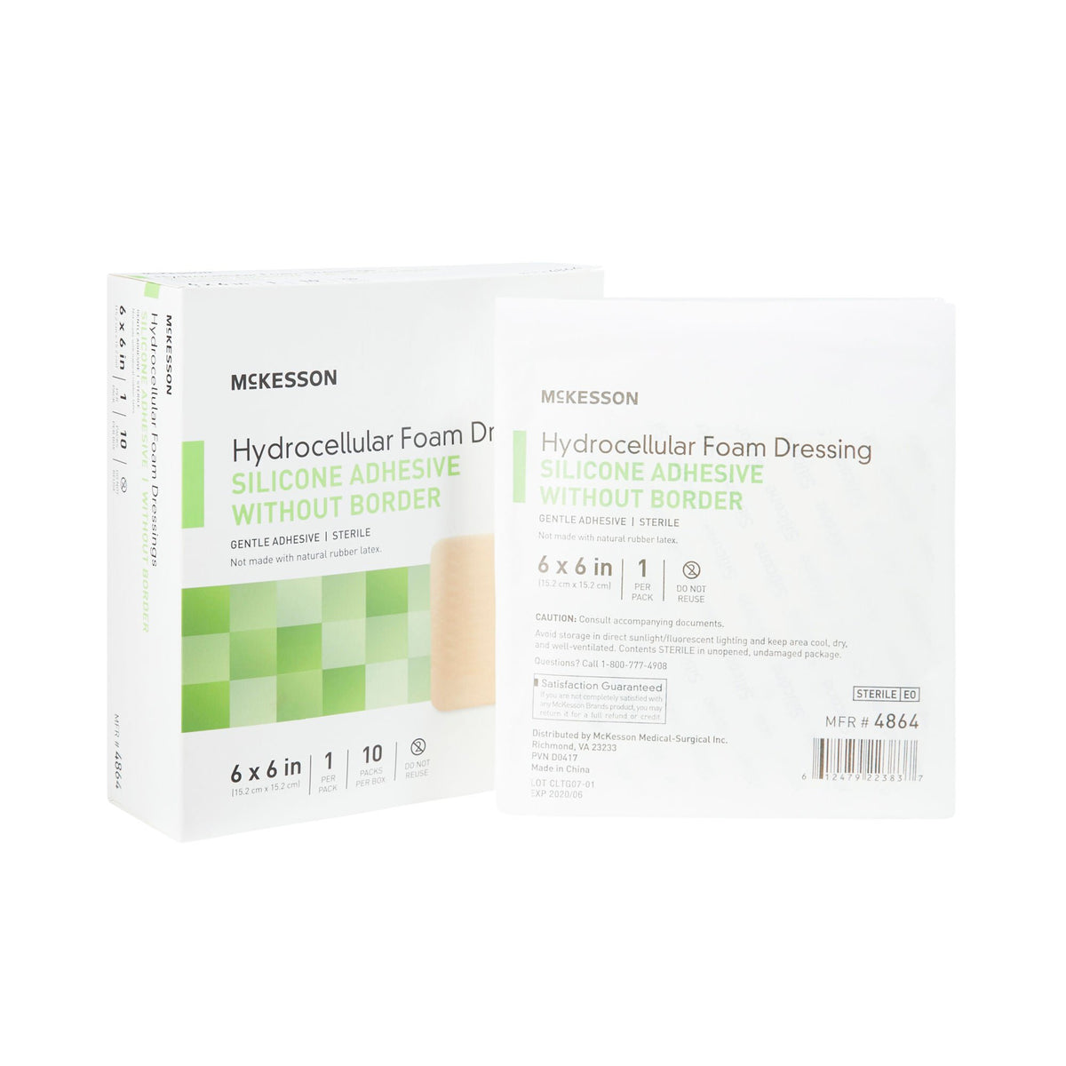 McKesson Silicone Gel Adhesive without Border Silicone Foam Dressing, 6 x 6 Inch, CS/200