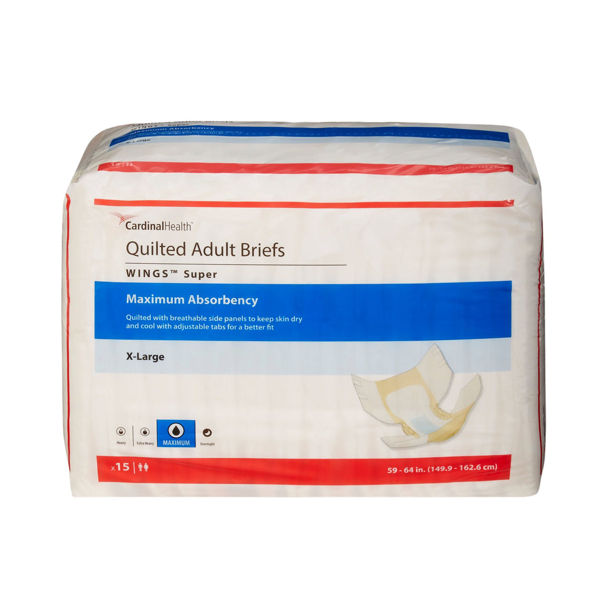 Wings™ Super Quilted Maximum Absorbency Incontinence Brief, Extra Large, BG/15