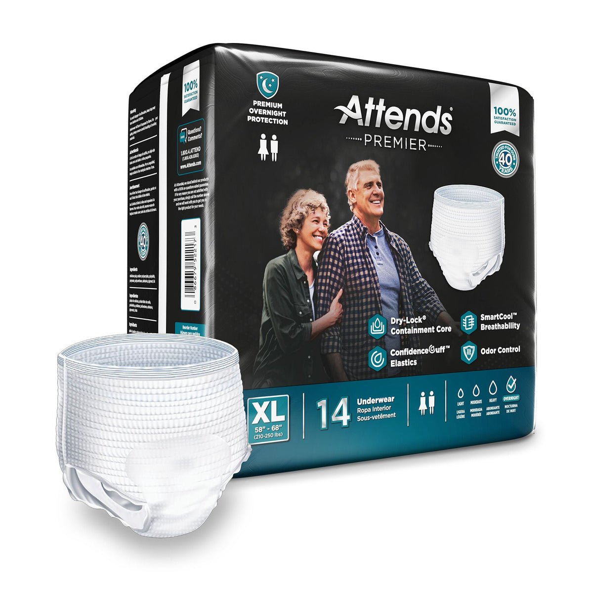 Attends® Premier Underwear, Heavy Absorbency, X-Large, 58 – 68 Inch Waist/Hip, CS/56