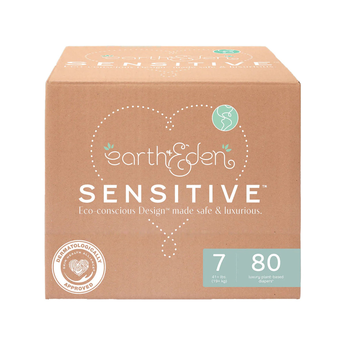 Earth & Eden Sensitive Baby Diapers, Size 7 for Babies Weighing 41+ lbs., CS/80