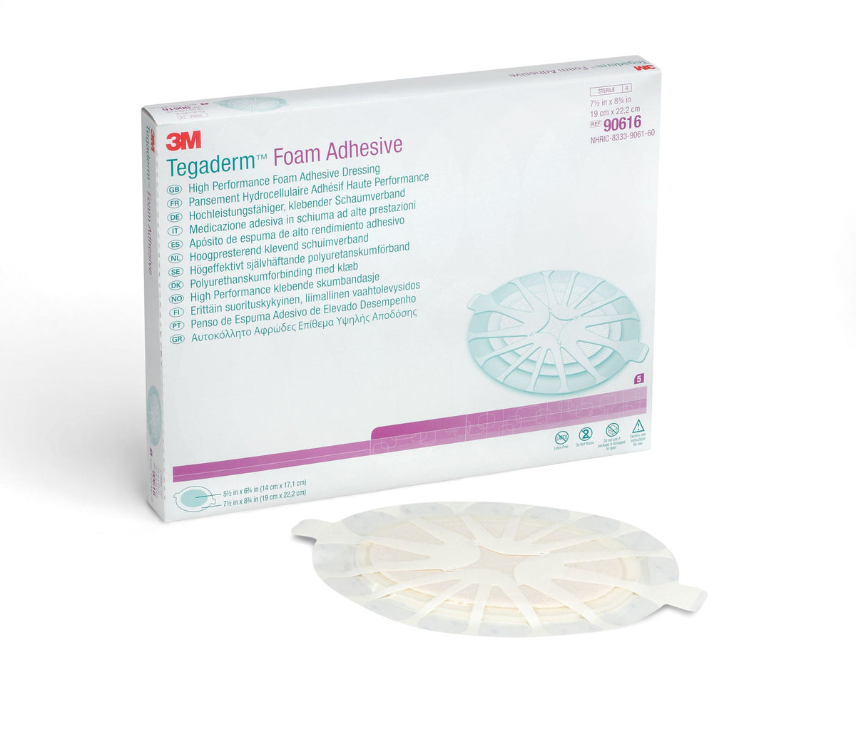 3M™ Tegaderm™ High Performance AdhesiveBorder Foam Dressing, 19 x 22.2 cm Oval, EA/1
