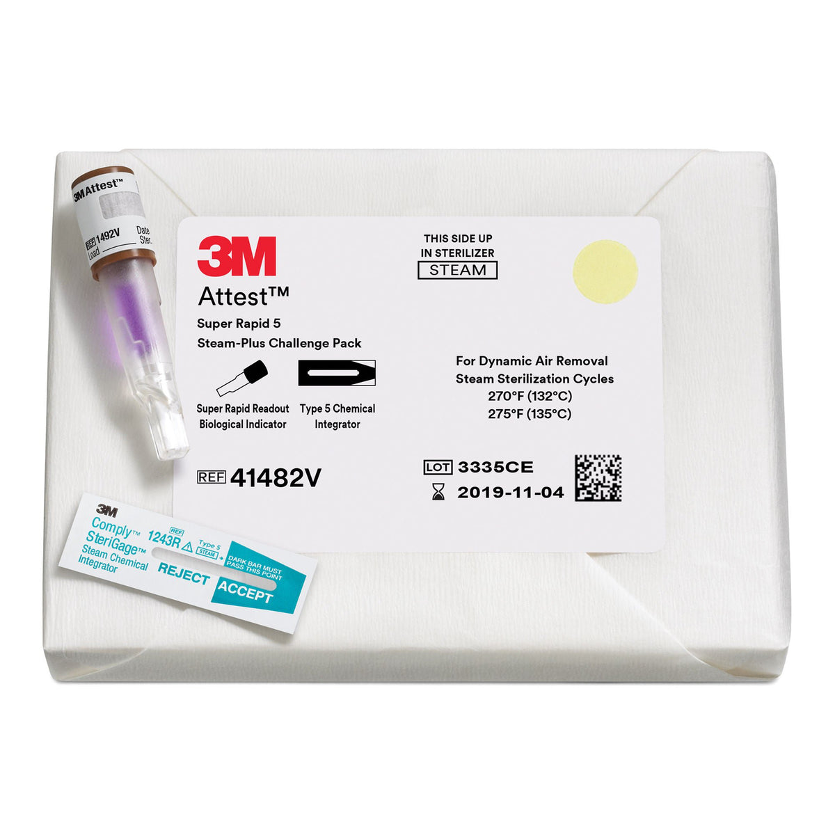 3M™ Attest™ Super Rapid 5 Steam-Plus Sterilization BI Challenge Pack, CS/24