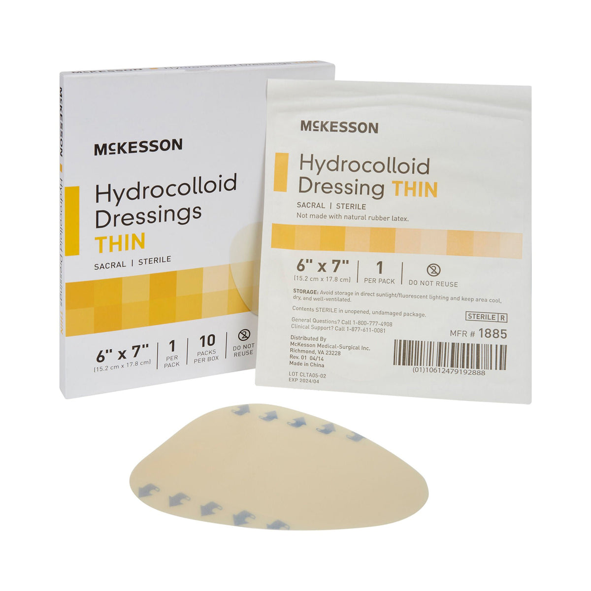 McKesson Hydrocolloid Dressing, 6 x 7 Inch Sacral, BX/10