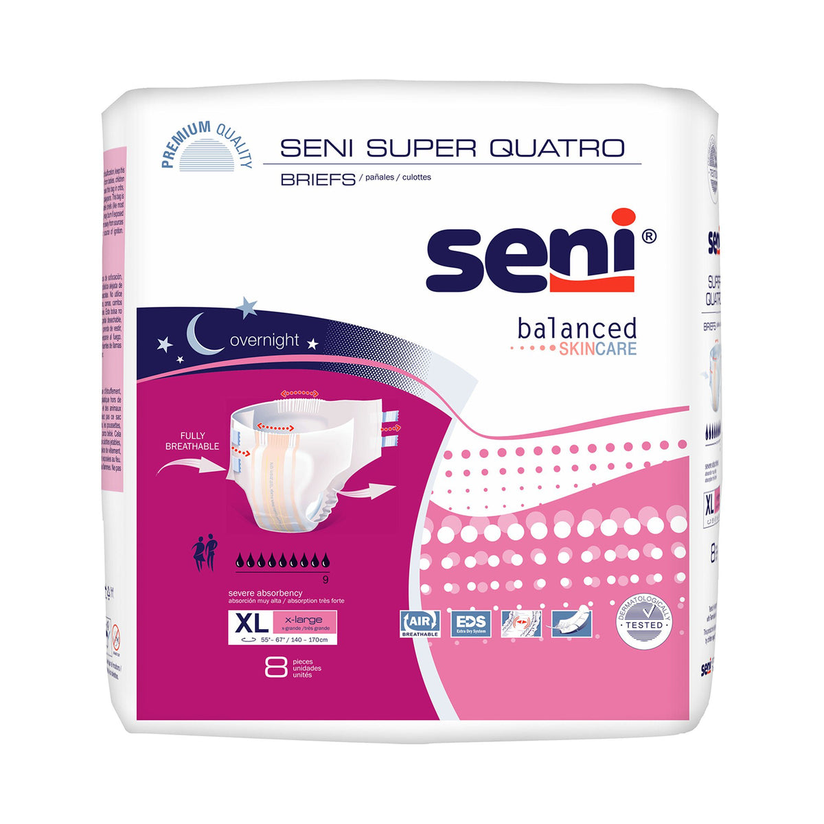Seni® Super Quatro Severe Absorbency Incontinence Brief, Extra Large, CS/32