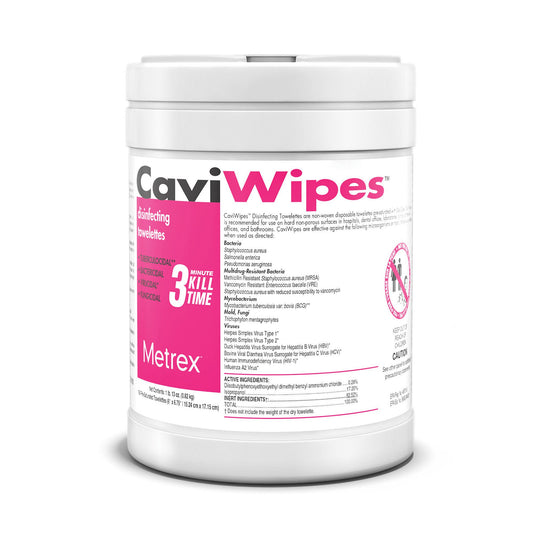 Metrex CaviWipes Surface Disinfectant Alcohol-Based Wipes, Canister, CS/12