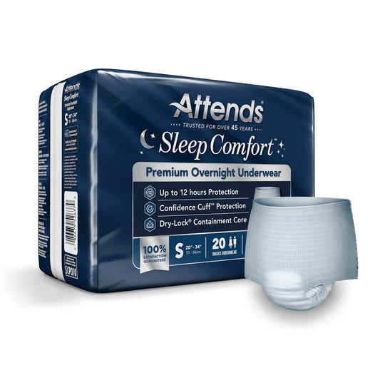 Attends® Sleep Comfort Premium Overnight Underwear, Small, 20 – 34 Inches, BG/20
