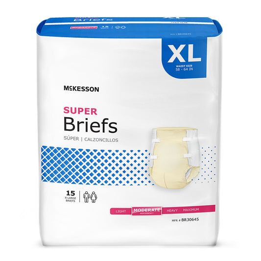McKesson Super Moderate Absorbency Incontinence Briefs, Extra Large, CS/60