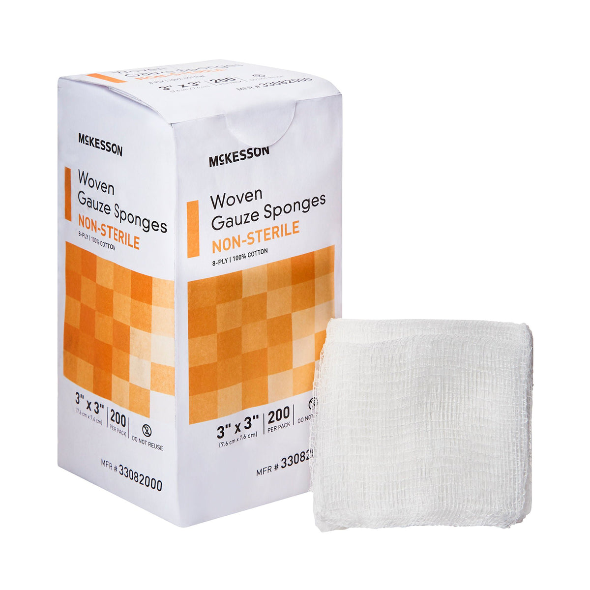 McKesson Gauze Sponge, 3 x 3 Inch, Eight Ply, PK/200