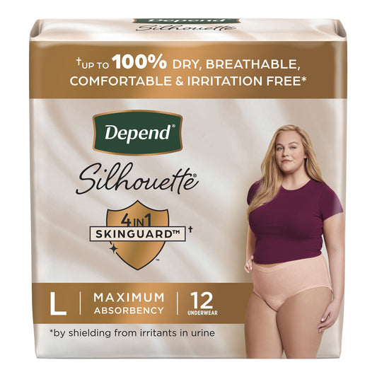 Depend® Silhouette® Maximum Absorbency Underwear, Large, PK/12
