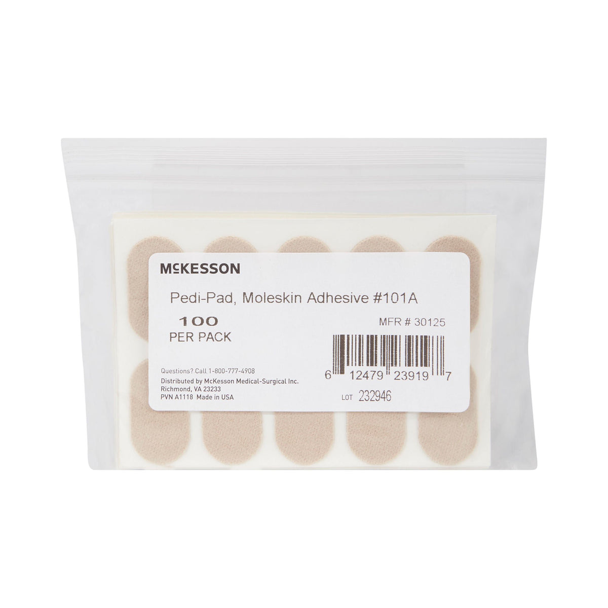 McKesson Pedi-Pad Beige Protective Pad, Size 101-A, PK/100