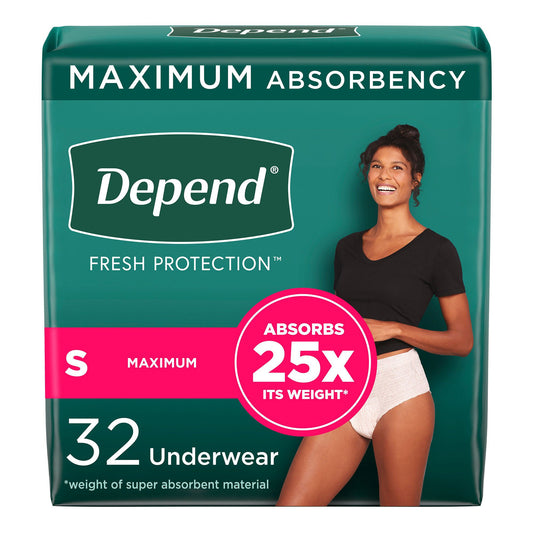Depend® Fresh Protection™ Womens Maximum Absorbency Underwear, Small, PK/32
