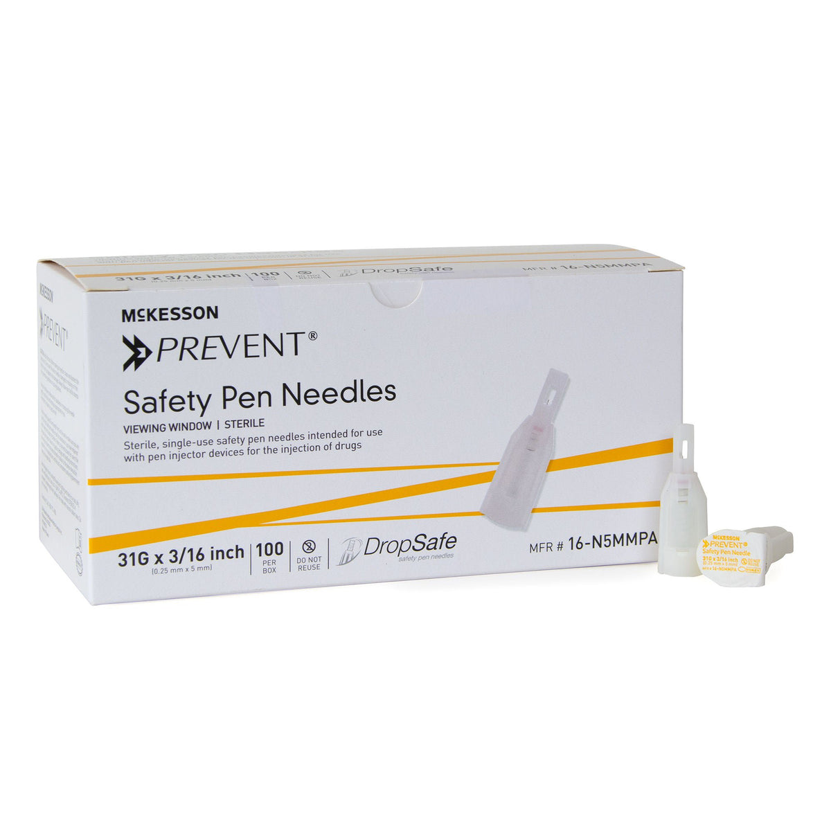 McKesson Prevent® Safety Insulin Pen Needle, 31 Gauge, 5 mm Length, CS/2000