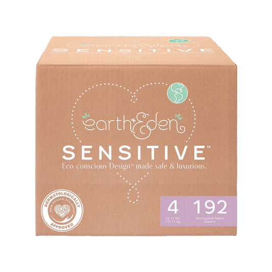 Earth & Eden Sensitive Baby Diapers, Size 4 for Babies Weighing 22 – 37 lbs.