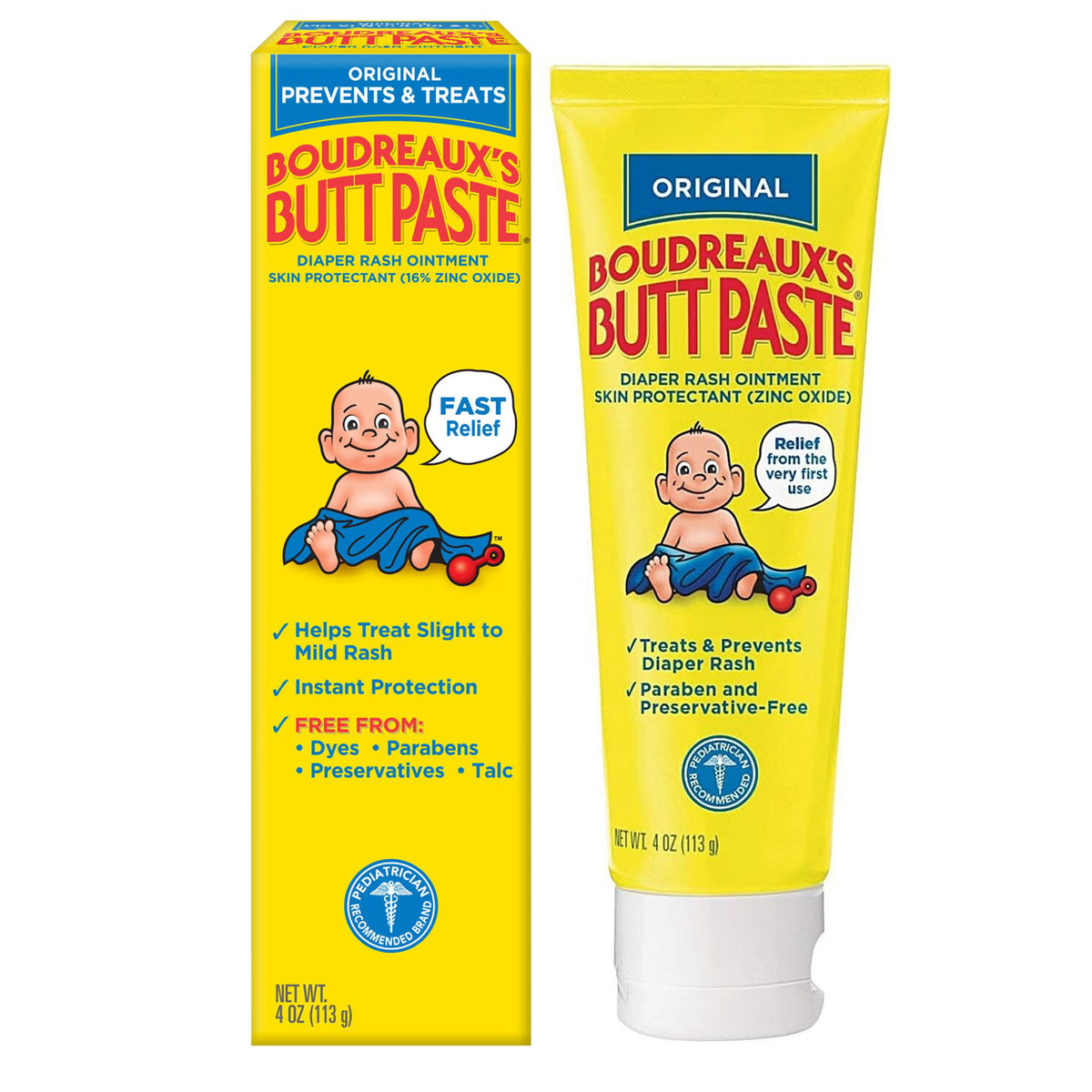 Boudreaux's Original Butt Paste Diaper Rash Treatment, 16% Zinc Oxide, 4 oz Tube, EA/1