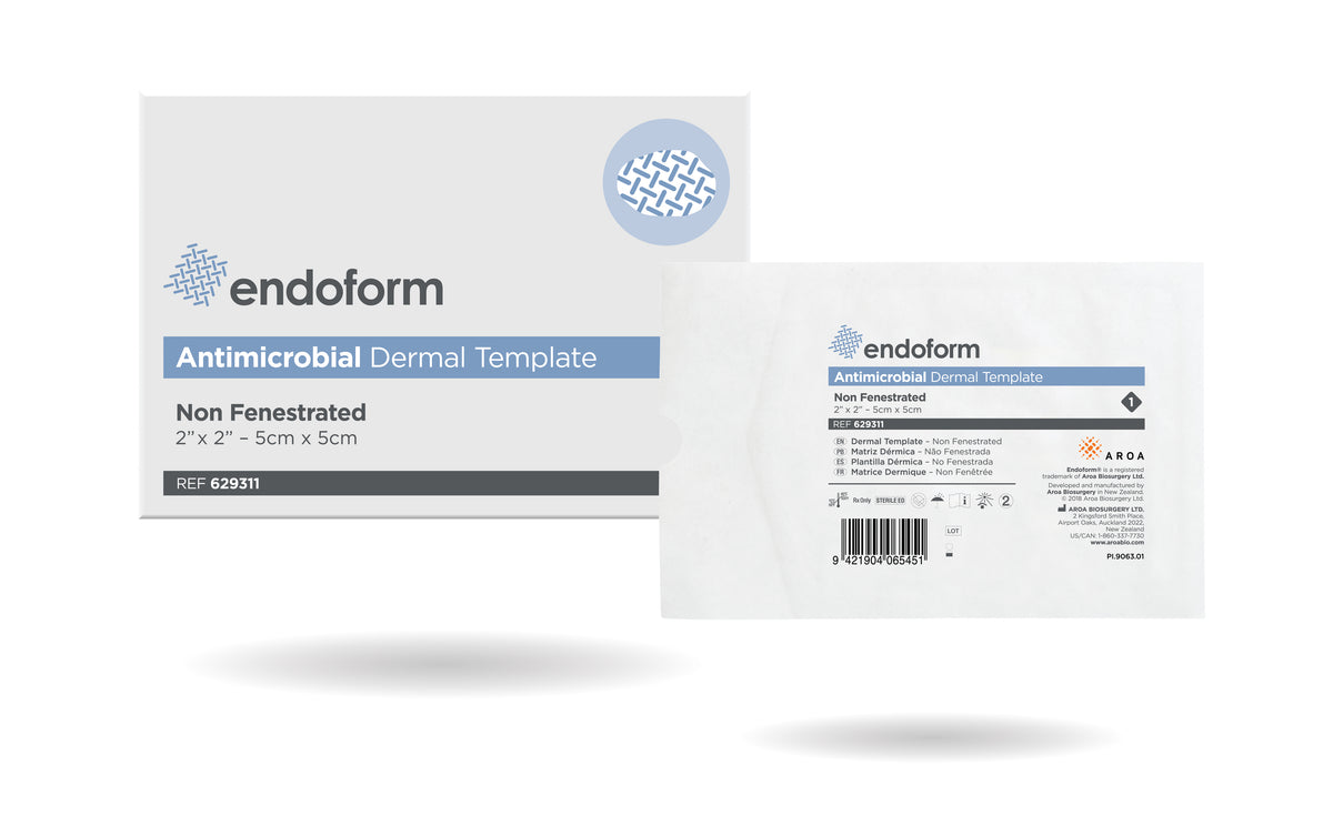 Endoform Antimicrobial Dermal Template, Non-Fenestrated, 2" x 2"