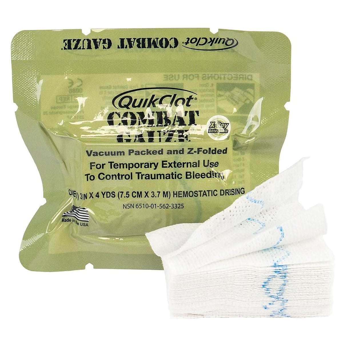 QuikClot® Combat Gauze Hemostatic Dressing, 3 Inch x 4 Yard, EA/1