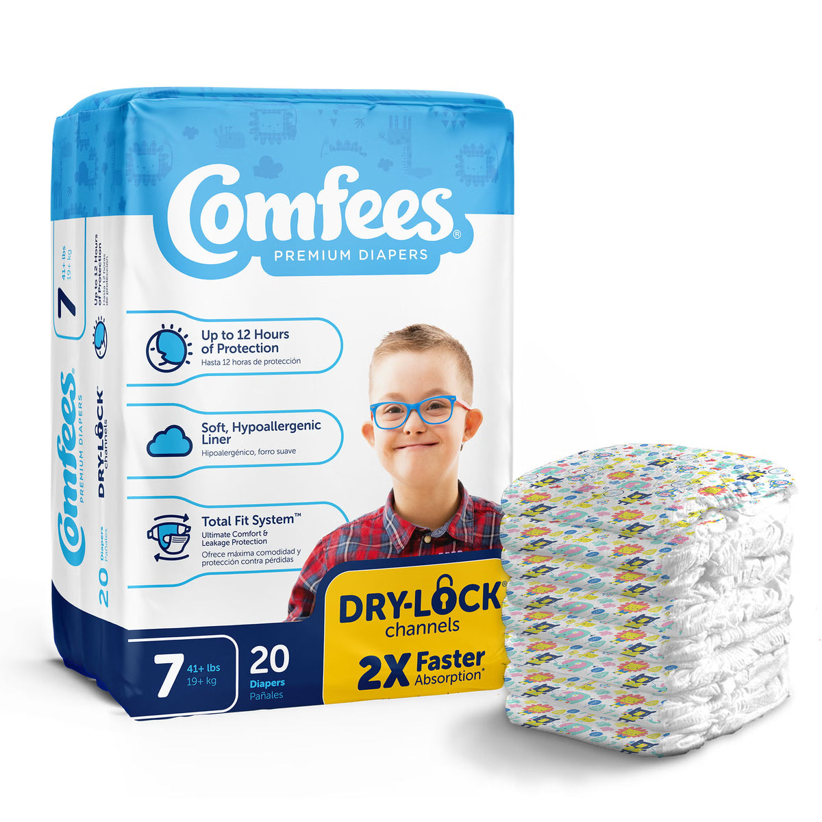 Attends Comfees Premium Baby Diapers, Moderate-Absorbent, Size 7, BG/20