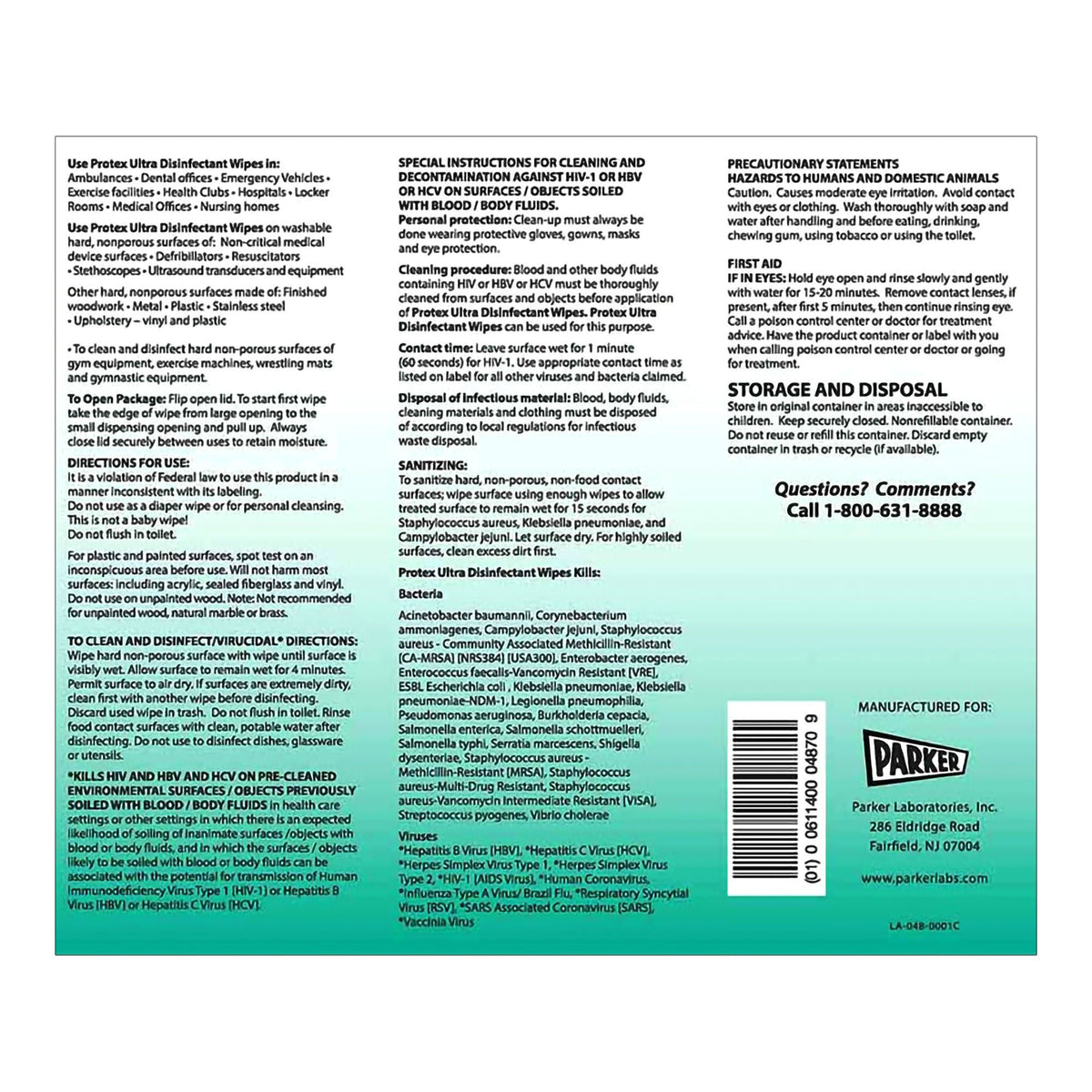 Protex® Ultra Disinfectant Wipes, Premoistened Broad Spectrum, CN/1