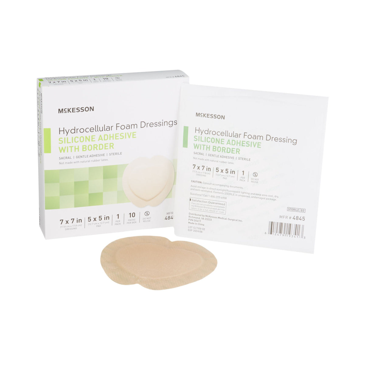 McKesson Silicone Adhesive with Border Silicone Foam Dressing, 7 x 7 Inch Sacral, EA/1