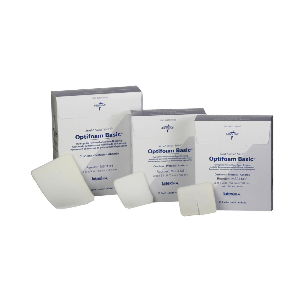 Optifoam® Basic Nonadhesive without Border Foam Dressing, 4 x 5 Inch, EA/1