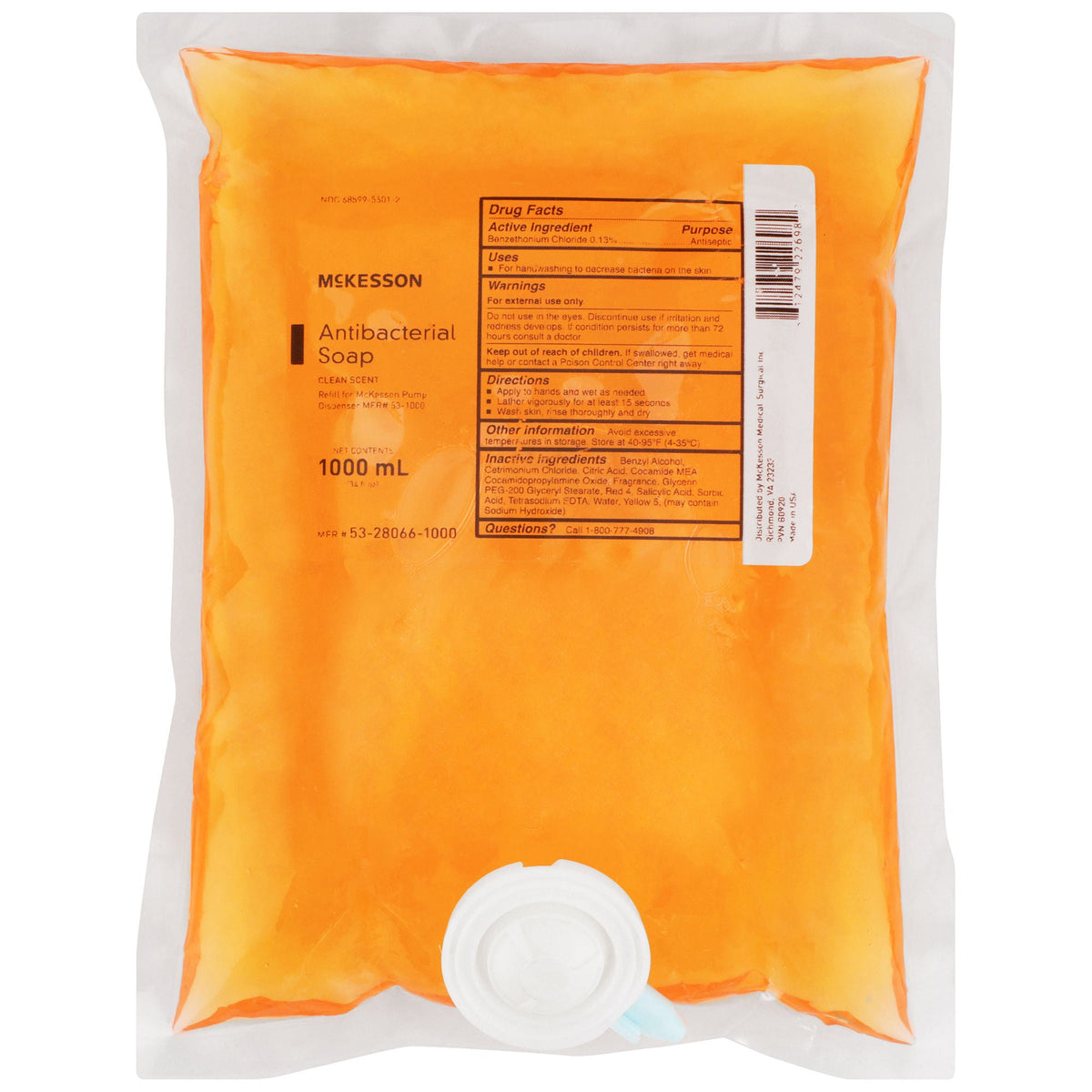 McKesson Clean Scent Antibacterial Soap, 1000 mL Refill Bag, EA/1