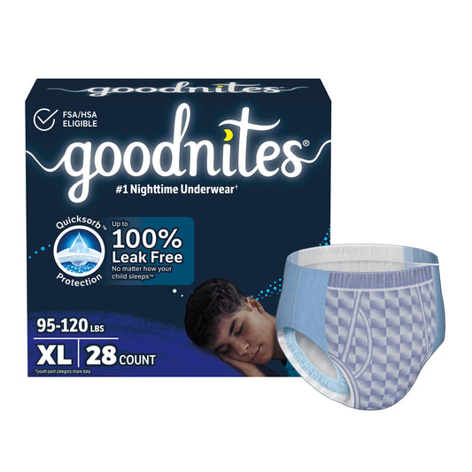 GoodNites® Night Time Underwear, Extra Large for Boys weighing 95 – 140 lbs., CS/28