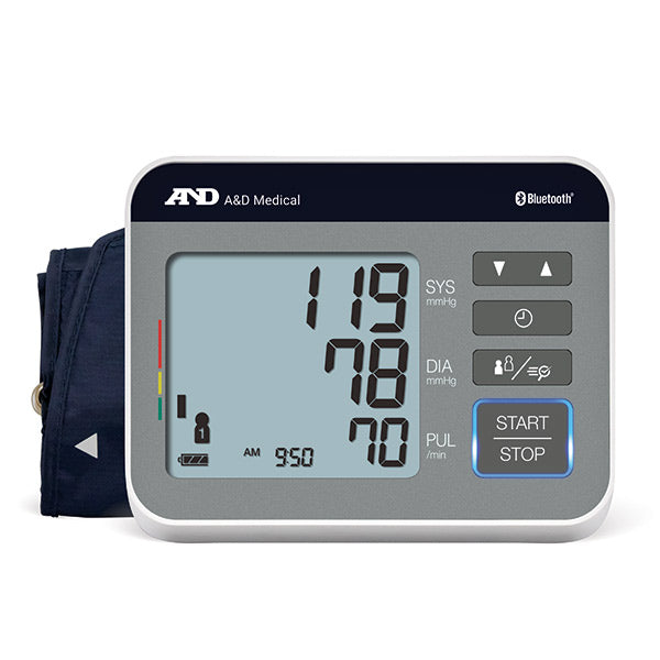 A&D Medical Advanced Multi-User Bluetooth Blood Pressure Monitor w/ Precision Check Wide Range Cuff 8.6"-16.5"