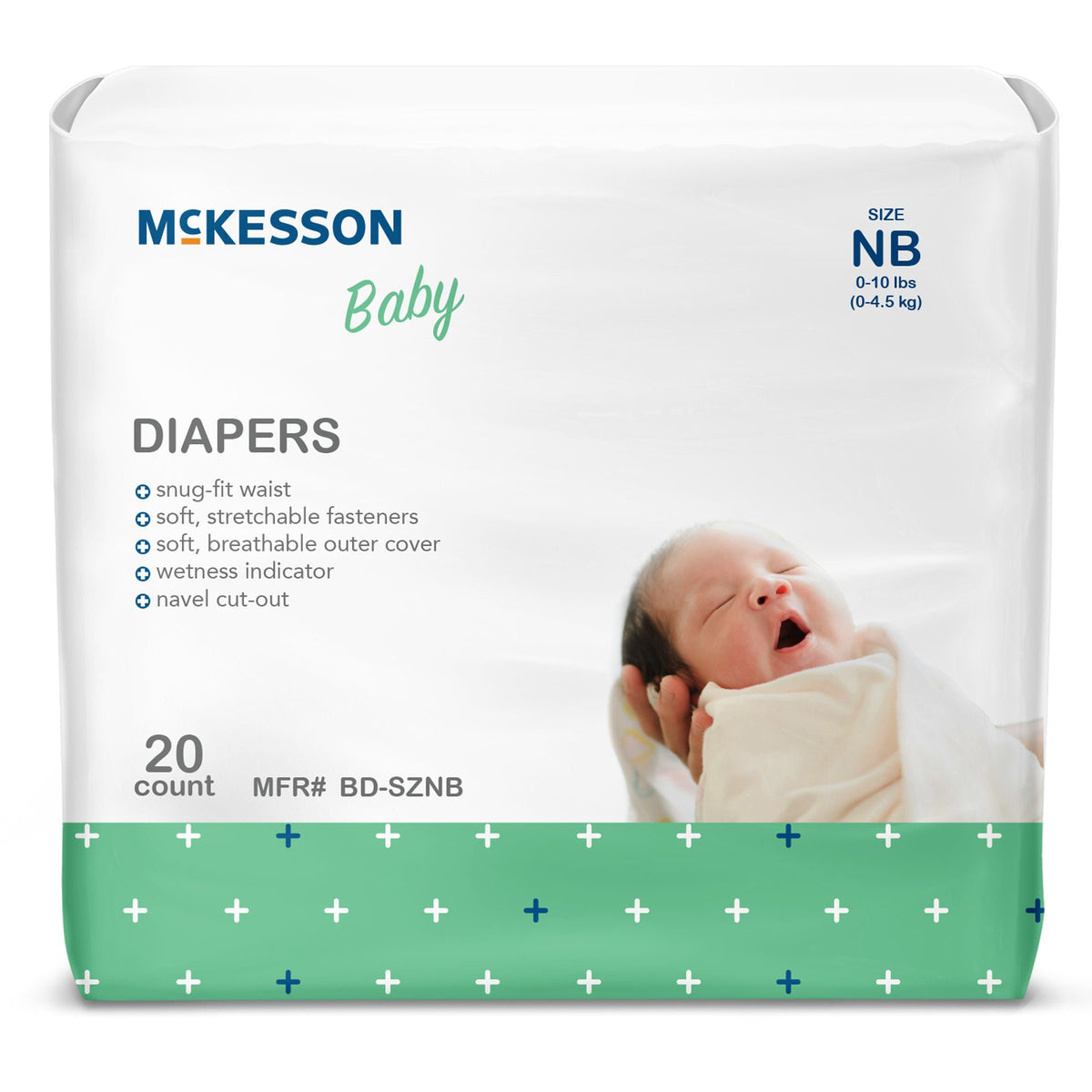 McKesson Baby Diapers for Newborn Infants weighing up to 10 lbs., BG/20