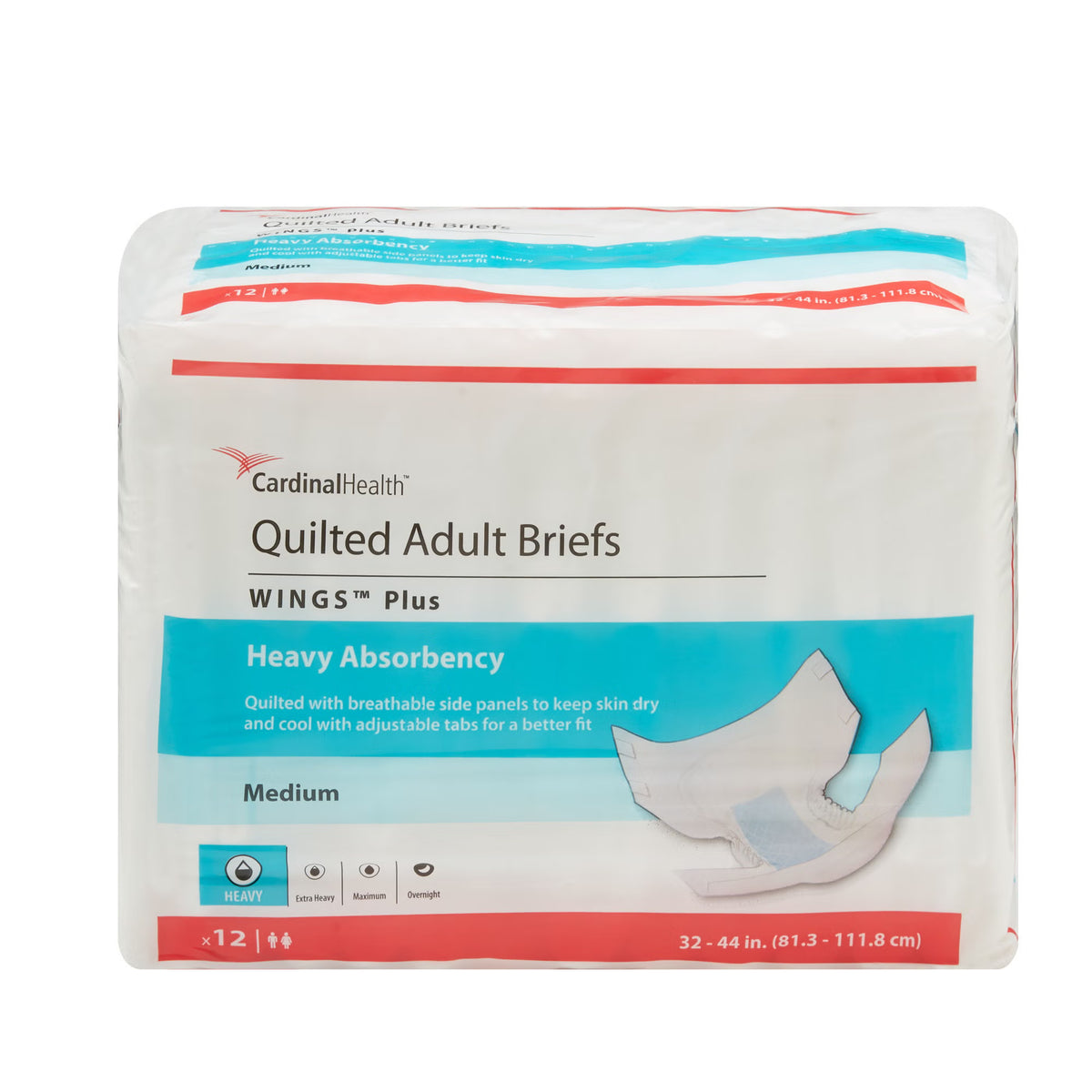 Wings™ Plus Quilted Heavy Absorbency Incontinence Brief, Medium, BG/1