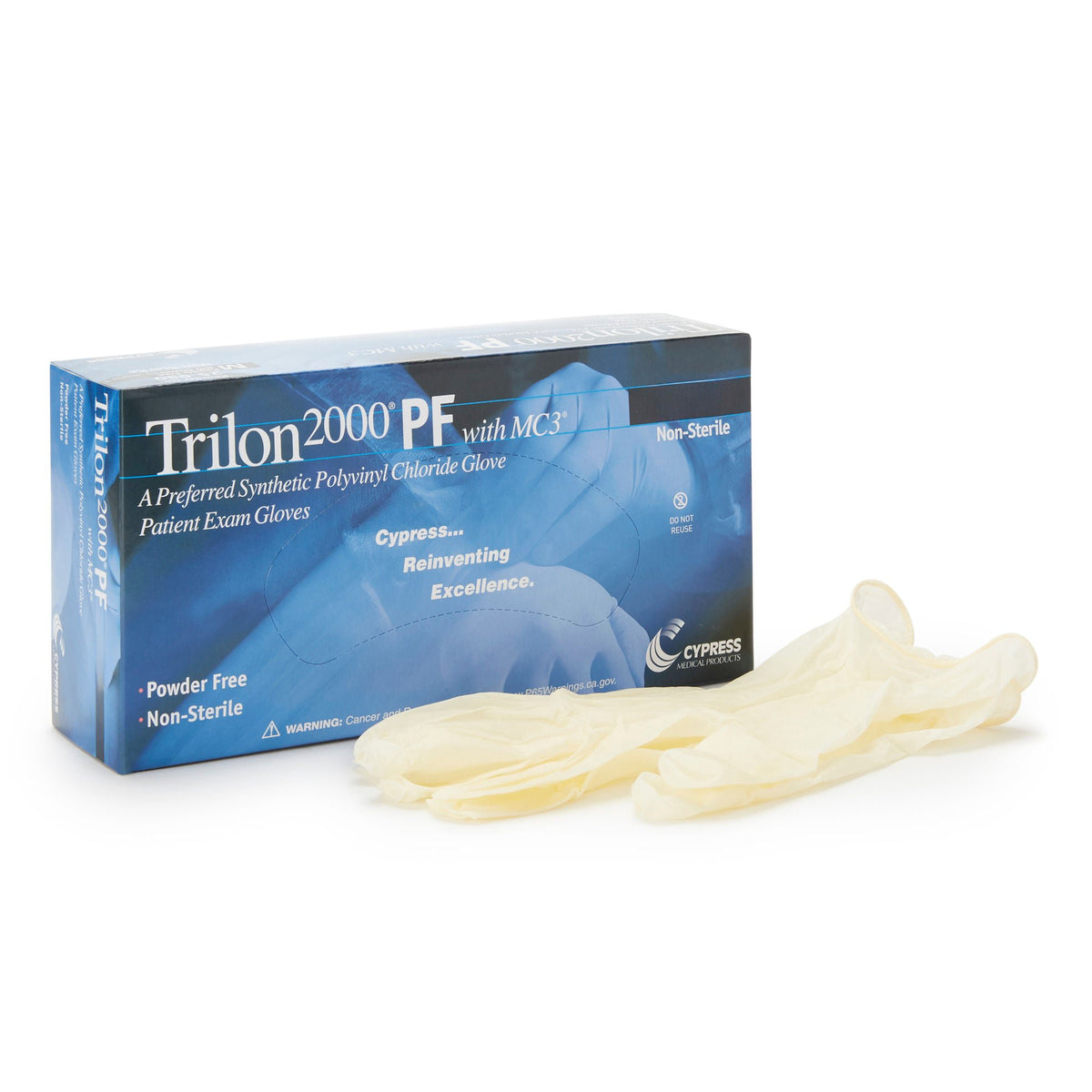 Trilon 2000® PF with MC3® Stretch Vinyl Exam Glove, Large, Ivory, BX/100