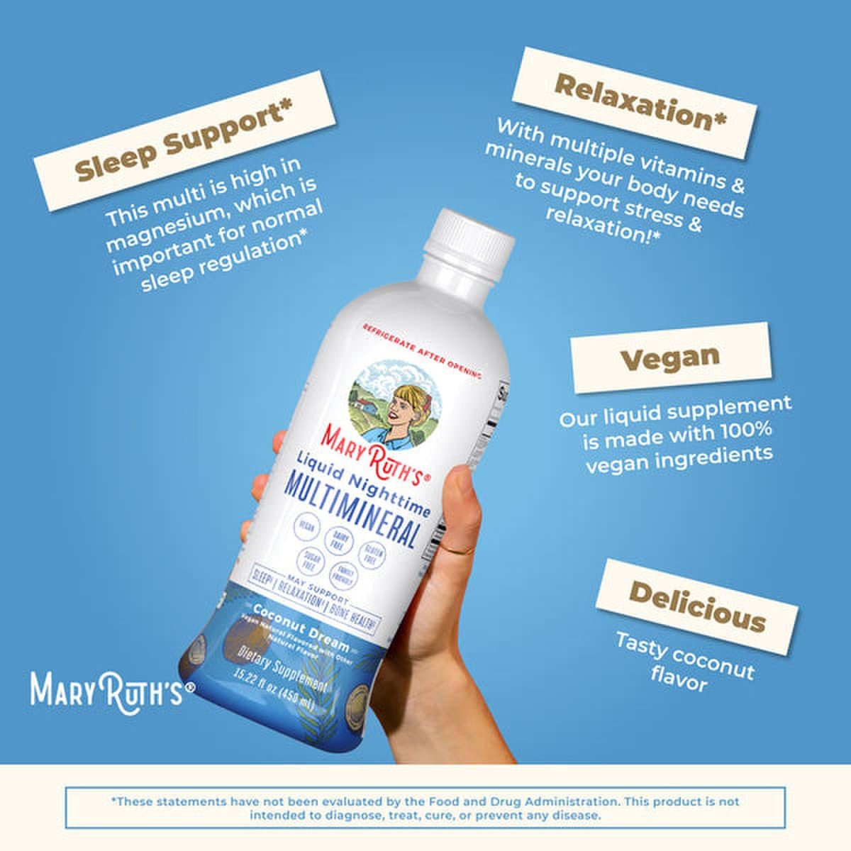 Mary Ruth's® Liquid Nighttime Multimineral, Coconut Dream, Dietary Supplement