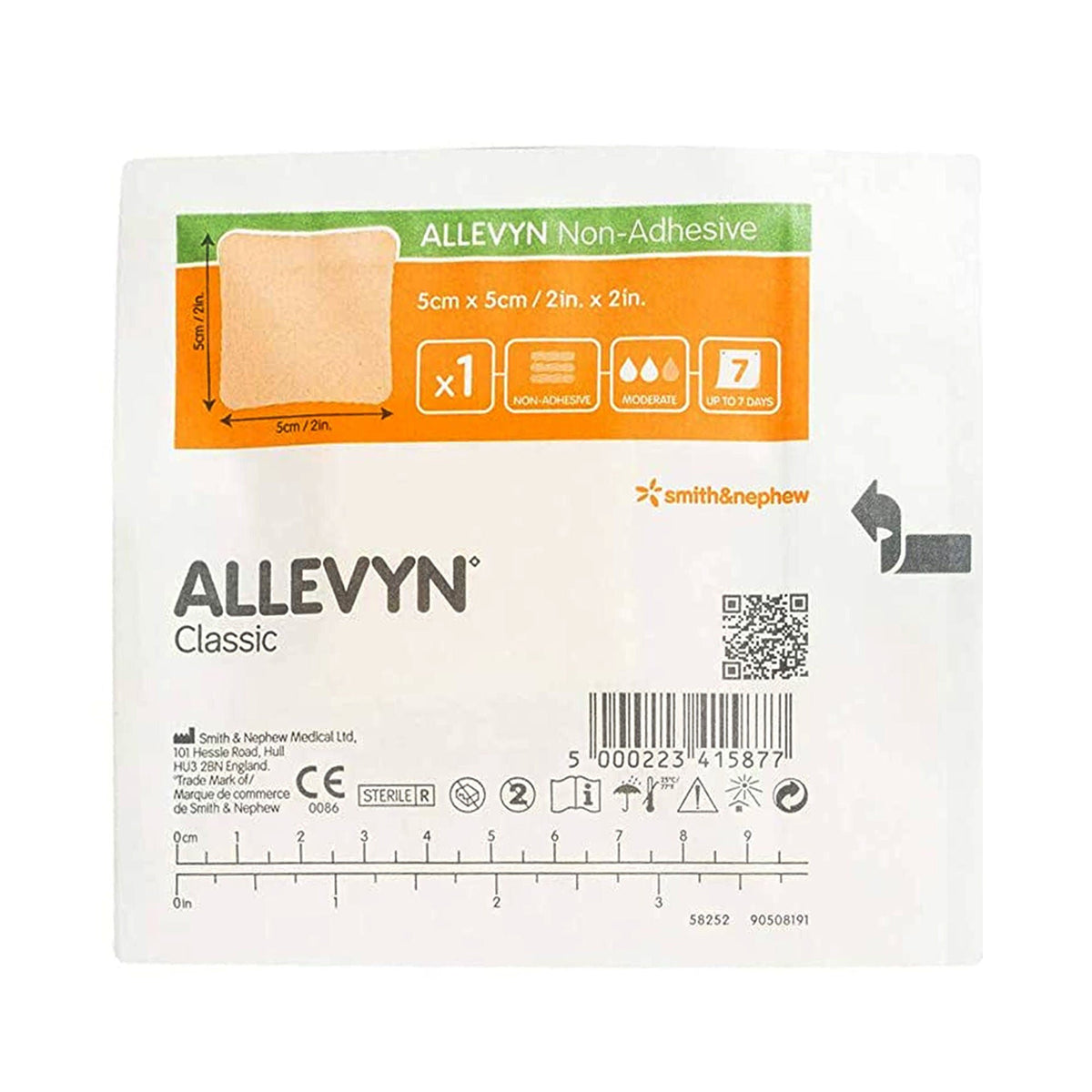 Allevyn Classic Nonadhesive without Border Foam Dressing, 2 x 2 Inch, CS/60