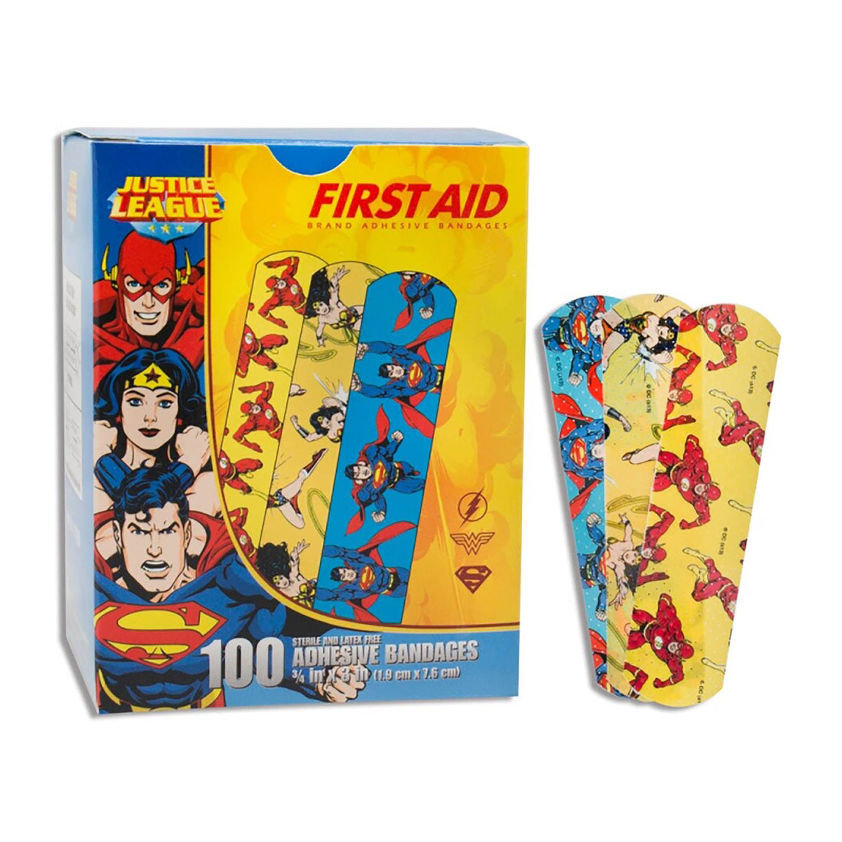 American® White Cross Stat Strip® Kid Design Justice League Adhesive Strips, CS/12