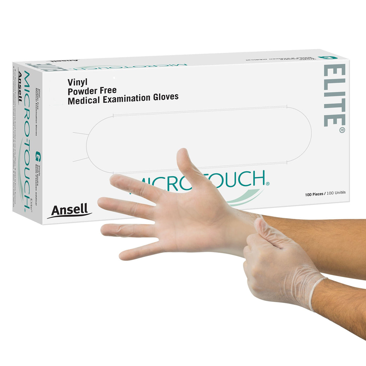 Micro-Touch® Elite® Stretch Vinyl Exam Glove, Medium, Ivory, CS/1000
