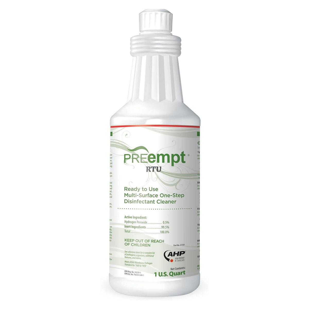 PREempt® RTU Surface Disinfectant Cleaner, 1 Quart Bottle, CS/12