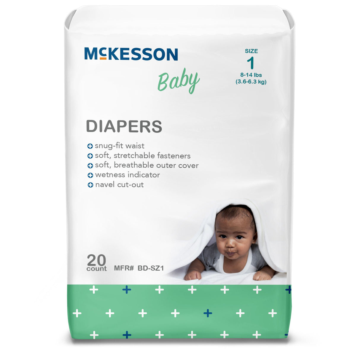 McKesson Baby Diaper, Size 1 for Babies weighing 8 – 14 lbs., BG/1