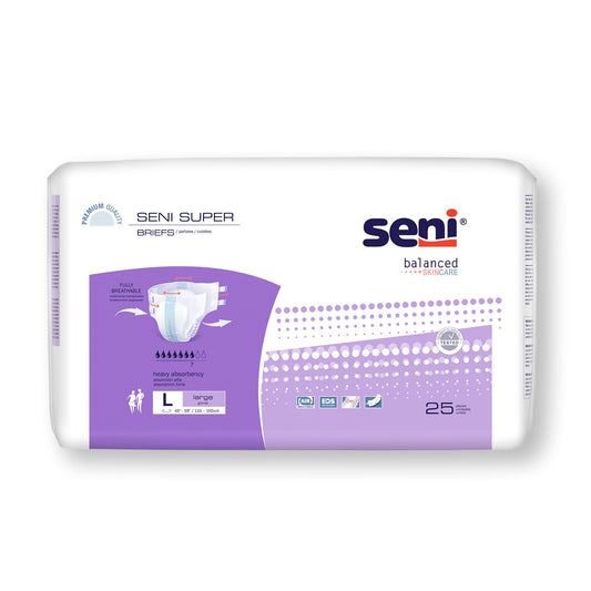 Seni® Super Heavy Absorbency Incontinence Brief, Large, PK/25