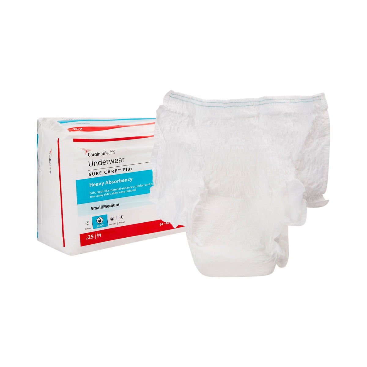 Sure Care™ Plus Heavy Absorbent Underwear, Medium, CS/100
