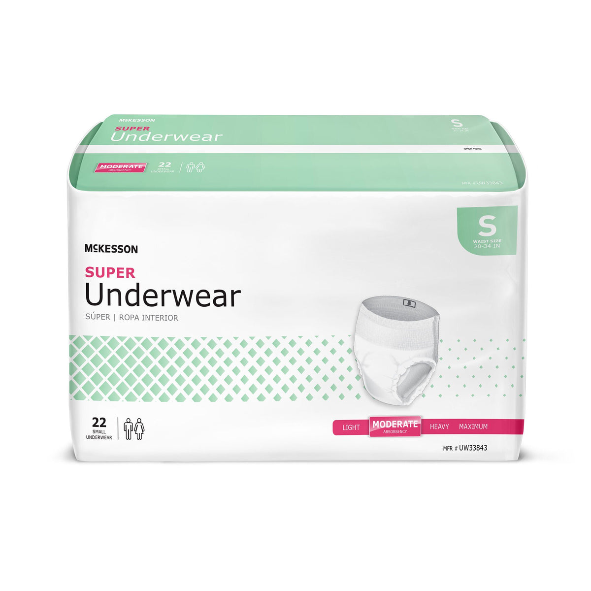 McKesson Super Moderate Absorbency Incontinence Underwear, Small, CS/88