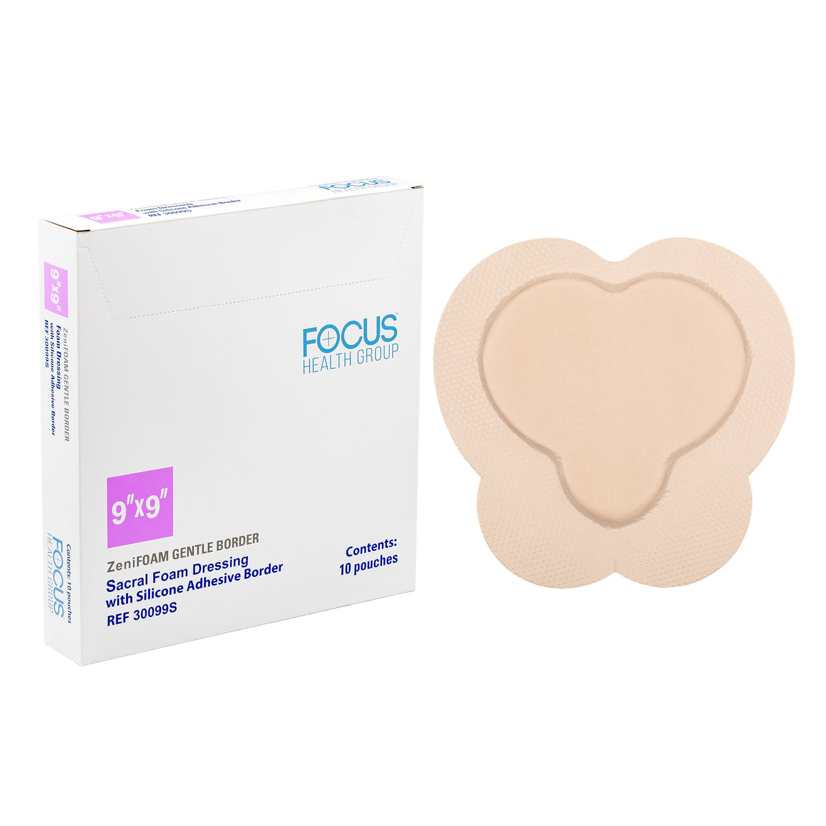 DRESSING, ZENIFOAM GENTLE BORDER SACRAL 9X9" (10/BX), EA/1