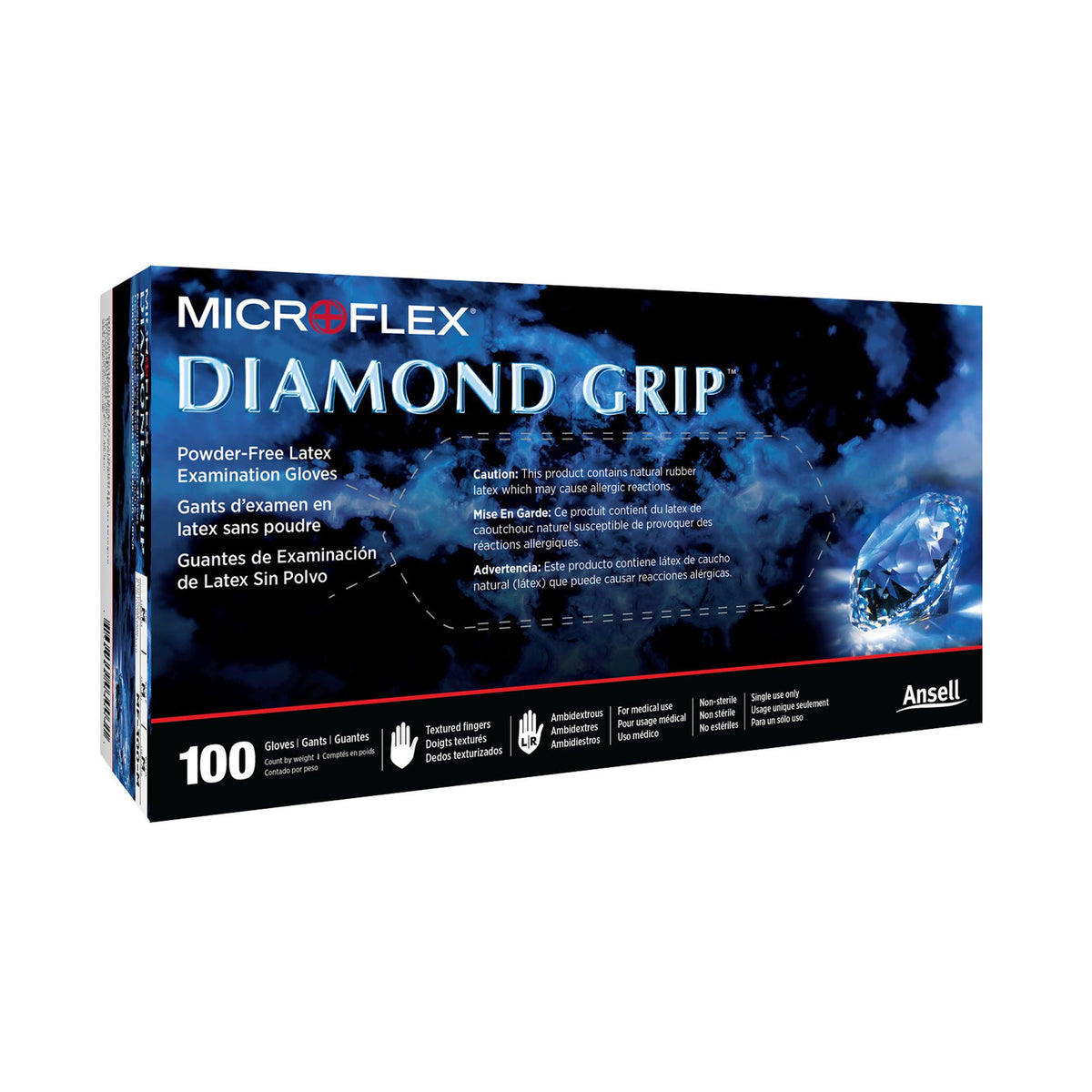 Diamond Grip™ Latex Exam Glove, Medium, White, BX/100