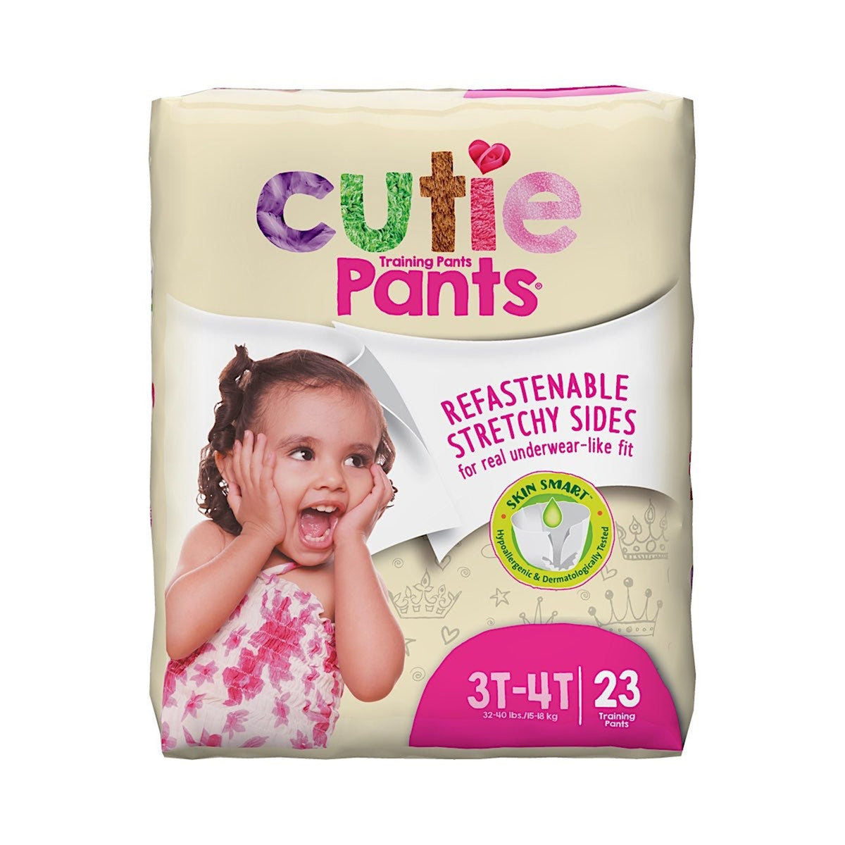 Cutie Pants® Toddler Training Pants, Pink Princess Print, 3T – 4T, 32 – 40 lbs., BG/23